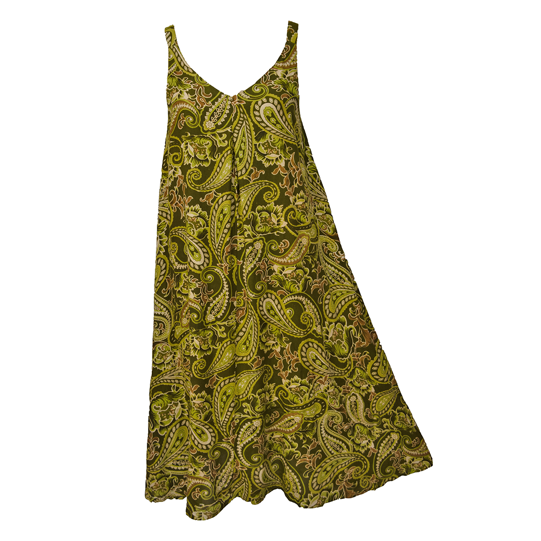 Green paisley Maxi Dress Size 14-30 SM7  The Global Mandala Clothing Co.