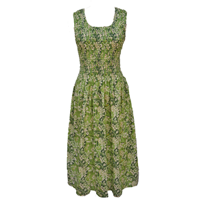 Green Vines Cotton Maxi Dress UK One Size 14-24 A10