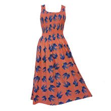 Load image into Gallery viewer, Orange Swallows Cotton Maxi Dress UK One Size 14-24 LD3