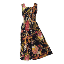 Load image into Gallery viewer, Black Floral Cotton Maxi Dress UK One Size 14-24 EE36
