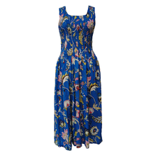 Load image into Gallery viewer, Blue Floral Cotton Maxi Dress UK One Size 14-24 EE17