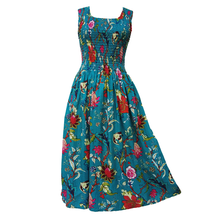 Load image into Gallery viewer, Teal Floral Cotton Maxi Dress UK One Size 14-24 AR2