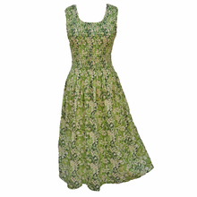 Load image into Gallery viewer, Green Vines Cotton Maxi Dress UK One Size 14-24 A10