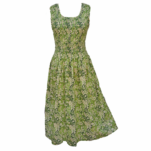 Green Vines Cotton Maxi Dress UK One Size 14-24 A10