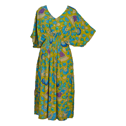 Heena Birds Smocked Maxi Dress Size 10-32 P15