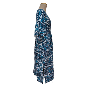 N Blue Batik Floral Smocked Maxi Dress Size 16-32 PL20