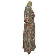 Load image into Gallery viewer, Stone Green Floral Smocked Maxi Dress Size 16-32 PL19