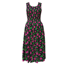 Load image into Gallery viewer, Black Floral Cotton Maxi Dress UK One Size 14-24 EE26