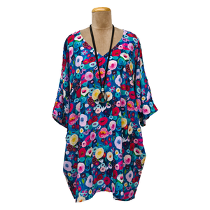 Blue Blossoms Angel Blouse Crepe Size 22 to 32 DL3
