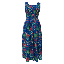 Load image into Gallery viewer, Blue Floral Cotton Maxi Dress UK One Size 14-24 AR3