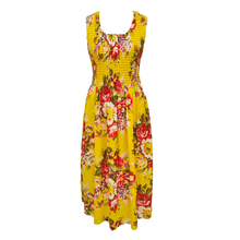 Load image into Gallery viewer, Golden Yellow Bouquet Cotton Maxi Dress UK One Size 14-24 A42