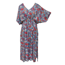 Load image into Gallery viewer, Stone Blue Floral Smocked Maxi Dress Size 16-32 PL18