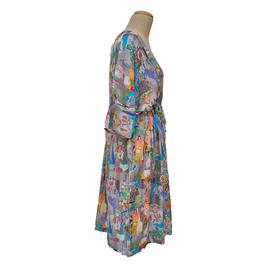 Grey Digital Artwork Crepe Maxi Dress UK Size 18-32 M80