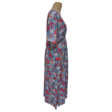 Load image into Gallery viewer, Stone Blue Floral Smocked Maxi Dress Size 16-32 PL18