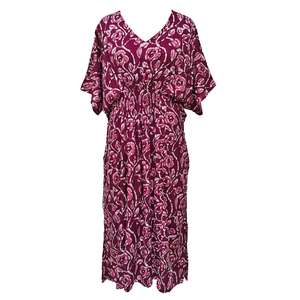 Batik Cherry Tie Dye Smocked Maxi Dress Size 16-32 PL14