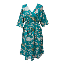 Load image into Gallery viewer, Teal Birds Floral Cotton Maxi Dress UK Size 18-32 SSF40