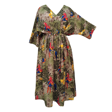 Parrots Beige Cotton Maxi Dress UK Size 18-32 SSF34