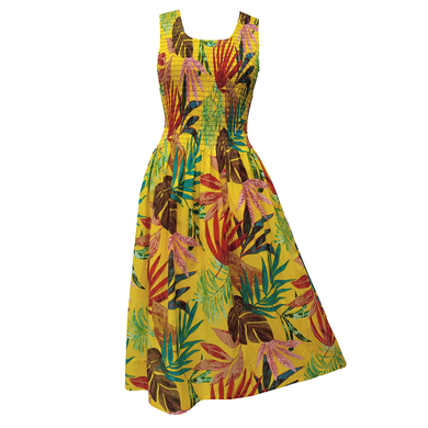 Yellow Tropical Cotton Maxi Dress UK One Size 14-24 EE28