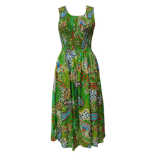 Load image into Gallery viewer, Green Paisley Cotton Maxi Dress UK One Size 14-24 EE16