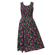 Load image into Gallery viewer, Black Floral Cotton Maxi Dress UK One Size 14-24 EE26