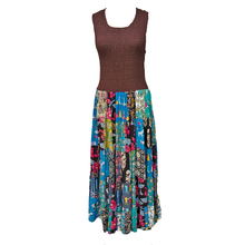 Load image into Gallery viewer, Maroon Bodice Cotton Patchwork Sleeveless Dress UK size 14-24