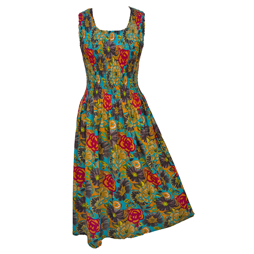 Blue Cotton Maxi Dress UK One Size 14-24 A12