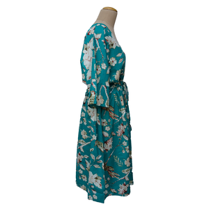 Teal Birds Floral Cotton Maxi Dress UK Size 18-32 SSF40
