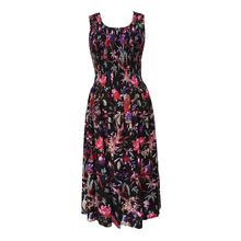 Load image into Gallery viewer, Black Floral Cotton Maxi Dress UK One Size 14-24 EE33