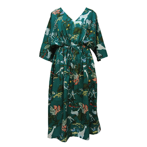 Tropical Dark Green Cotton Maxi Dress UK Size 18-32 SSF37