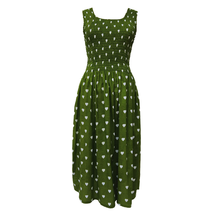 Load image into Gallery viewer, Green Hearts Cotton Maxi Dress UK One Size 14-24 AR22