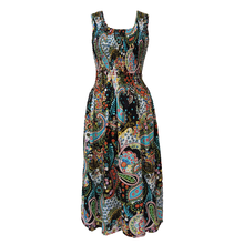 Load image into Gallery viewer, Black Paisley Cotton Maxi Dress UK One Size 14-24 EE31