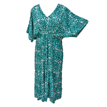 Load image into Gallery viewer, Teal Batik Floral Smocked Maxi Dress Size 16-32 PL23