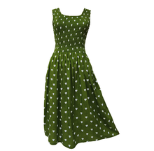 Load image into Gallery viewer, Green Hearts Cotton Maxi Dress UK One Size 14-24 AR22