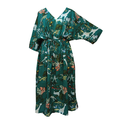 Tropical Dark Green Cotton Maxi Dress UK Size 18-32 SSF37