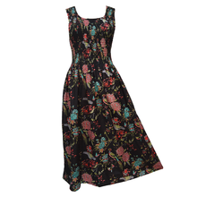 Load image into Gallery viewer, Majestic Birds Black Print Cotton Maxi Dress UK One Size 14-24 EE5