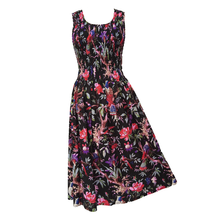 Load image into Gallery viewer, Black Floral Cotton Maxi Dress UK One Size 14-24 EE33