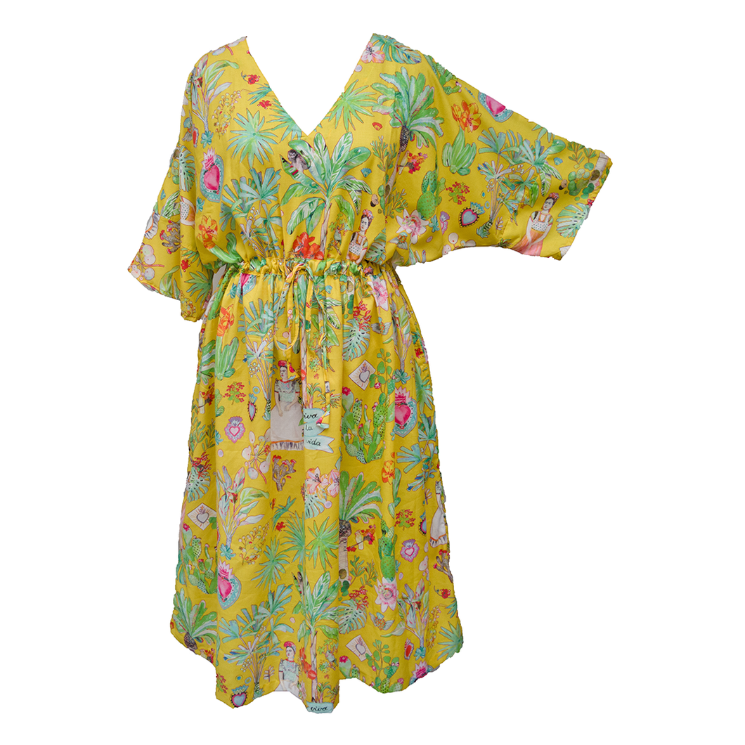 Mustard Digital Artwork Crepe Maxi Dress UK Size 18-32 M83