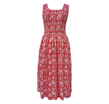 Load image into Gallery viewer, Red Peacocks Cotton Maxi Dress UK One Size 14-24 AR11