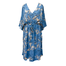 Load image into Gallery viewer, Steel Blue lilys  Viscose Maxi Dress UK Size 18-32 M136