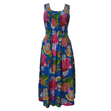 Load image into Gallery viewer, Steel Blue Floral Cotton Maxi Dress UK One Size 14-24 EE19