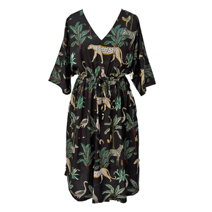 Black Wild Cotton Maxi Dress UK Size 18-32 M40