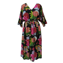 Load image into Gallery viewer, Black Floral Cotton Maxi Dress UK Size 18-32 SSF51
