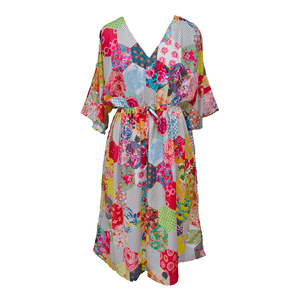 Patchwork Digital Artwork Crepe Maxi Dress UK Size 18-32 M84