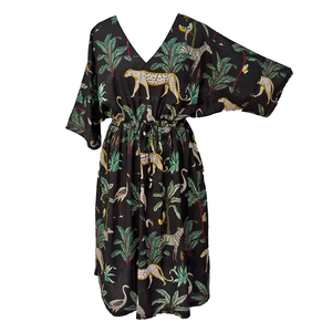 Black Wild Cotton Maxi Dress UK Size 18-32 M40