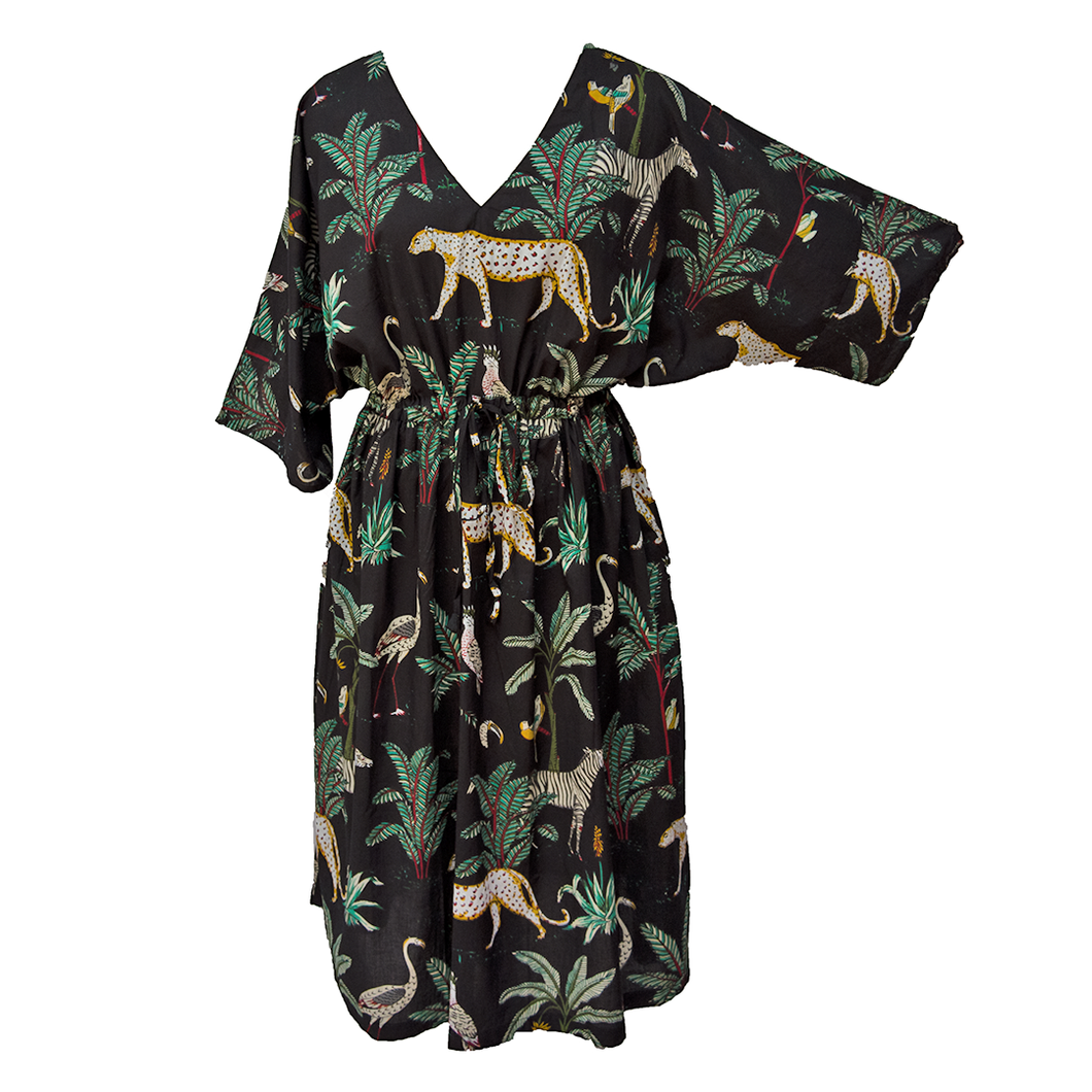 Black Wild Cotton Maxi Dress UK Size 18-32 M40