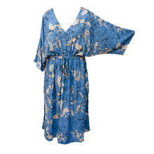 Load image into Gallery viewer, Steel Blue lilys  Viscose Maxi Dress UK Size 18-32 M136