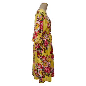 Yellow Bouquet Cotton Maxi Dress UK Size 18-32 M22