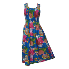 Load image into Gallery viewer, Steel Blue Floral Cotton Maxi Dress UK One Size 14-24 EE19