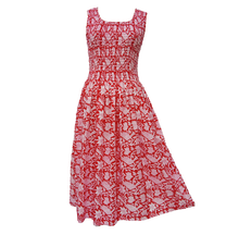 Load image into Gallery viewer, Red Peacocks Cotton Maxi Dress UK One Size 14-24 AR11