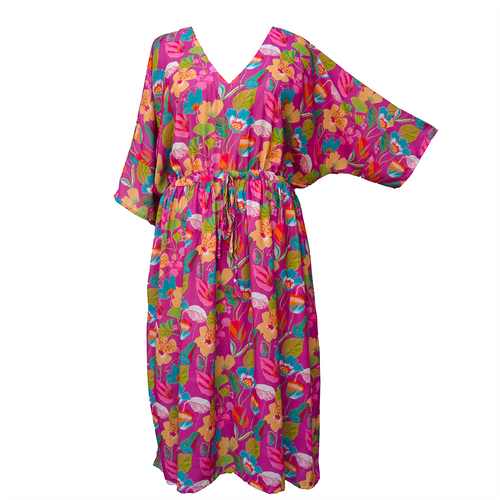 Pink Summer Flowers Crepe Maxi Dress UK Size 18-32 SSF20